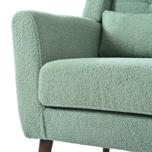 Modern Upholstered Chairs, Teddy Fabric Living Room Chairs, Comfortable Reading Chairs, Medieval Decorative Chairs, Chaise Longues Armchairs For Living Room Bedrooms - Light Green