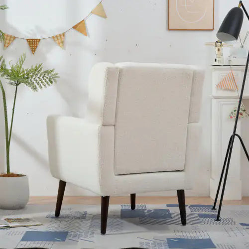 Modern Upholstered Chairs, Teddy Fabric Living Room Chairs, Comfortable Reading Chairs, Medieval Upholstery Chairs, Chaise Longues Armchairs For Living Room Bedrooms - White