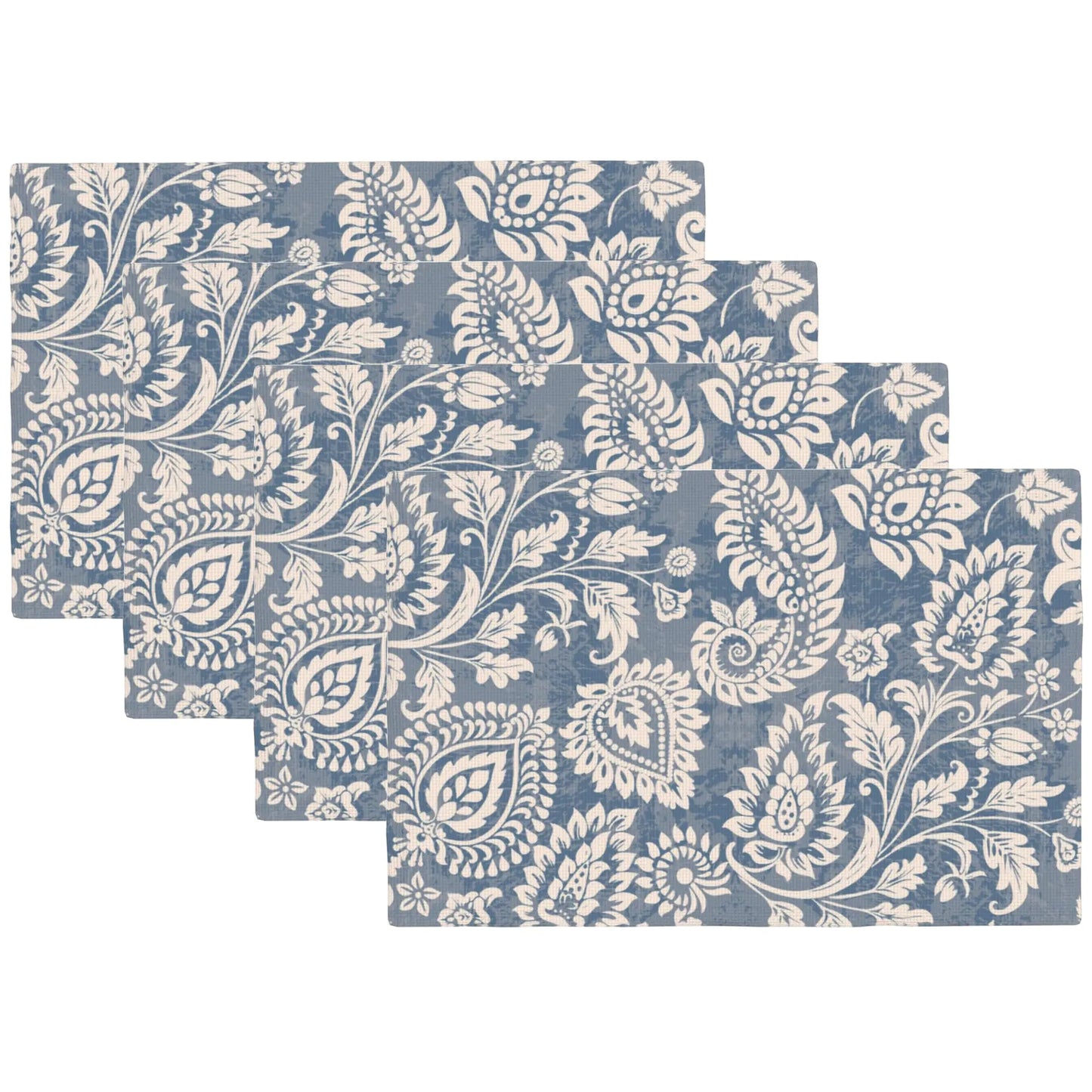 Placemats Set of 4 Boho Paisley Floral Ikat Place Mats Washable Table Dinner Mats Linen Table Mats for Kitchen Dining Party Home Kitchen Decor 12x18 Inch