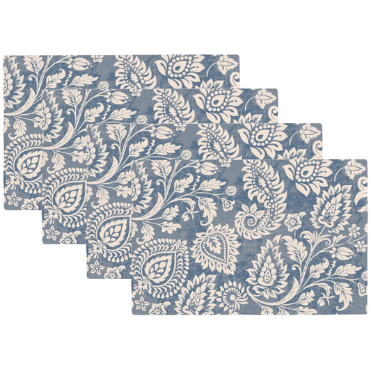 Placemats Set of 4 Boho Paisley Floral Ikat Place Mats Washable Table Dinner Mats Linen Table Mats for Kitchen Dining Party Home Kitchen Decor 12x18 Inch