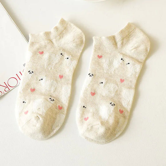 Winter Women's Cartoon Alpaca Casual Boat Socks (Wholesale)