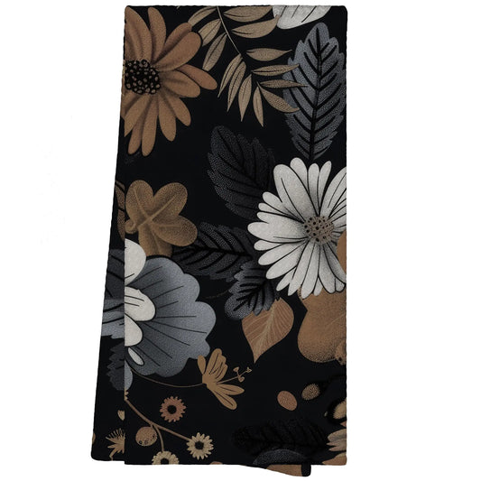 WAITPI Black Boho Kitchen Towels Towel Floral Dish Hand Towels for Kitchen Bathroom College Students Dorm Boho Decor Gifts Decorative Kitchen Bathroom Towels for Women Girls 16x24 Inch
