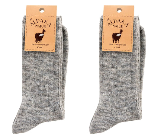 Leo Design 2Pair Natural Alpaca Wool & Lambs Wool Socks for Men & Women Premium Quality Breathable Thin Blend Thermal Warm Winter (9.5-12.5 Grey)