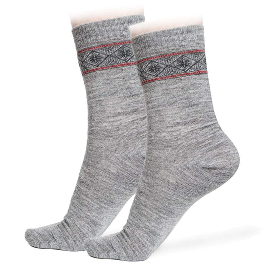 American Mammoth Alpaca Wool Socks Nordic 2Pairs for Women - Comfortable & Warm Winter | Ultra Durable BDCH (Large 2x Pairs Ash)