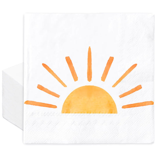 JarThenaAMCS 100Pcs Boho Sun Paper Napkins Hippie Sunshine Disposable Luncheon Napkins First Trip Around the Sun Dinner Napkin for Home Party Table Decor