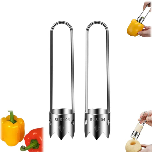 Red Bell Pepper Seed Corer 2024 New Stainless Steel Fruite Corer Apple Corer Tool Pepper Corer Tool Vegetable Remover Tool for Kitchen Gadgets (2pcs)