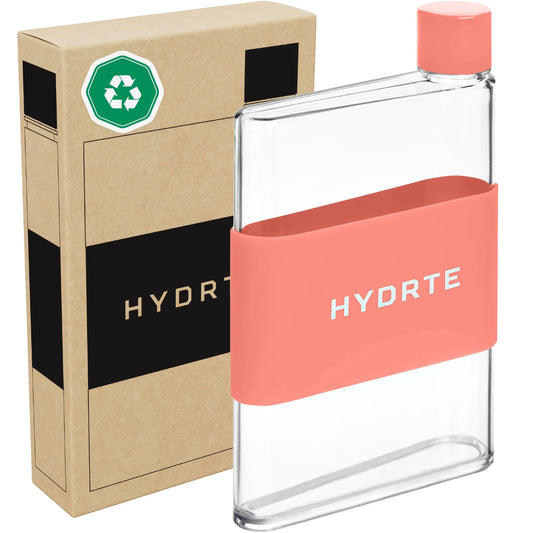 Hydrte Flat Water Bottle 13 oz Leak Proof and Slim Water Bottle Design The Purse Water Bottle Cute Water Bottles made for Women and Men BPA Free Square Water Bottle